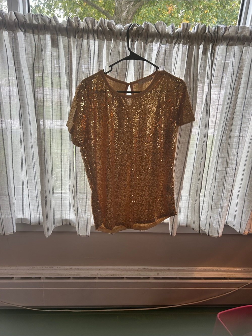 Gold Sequin Short Sleeve Tee - Women's Sparkle Top